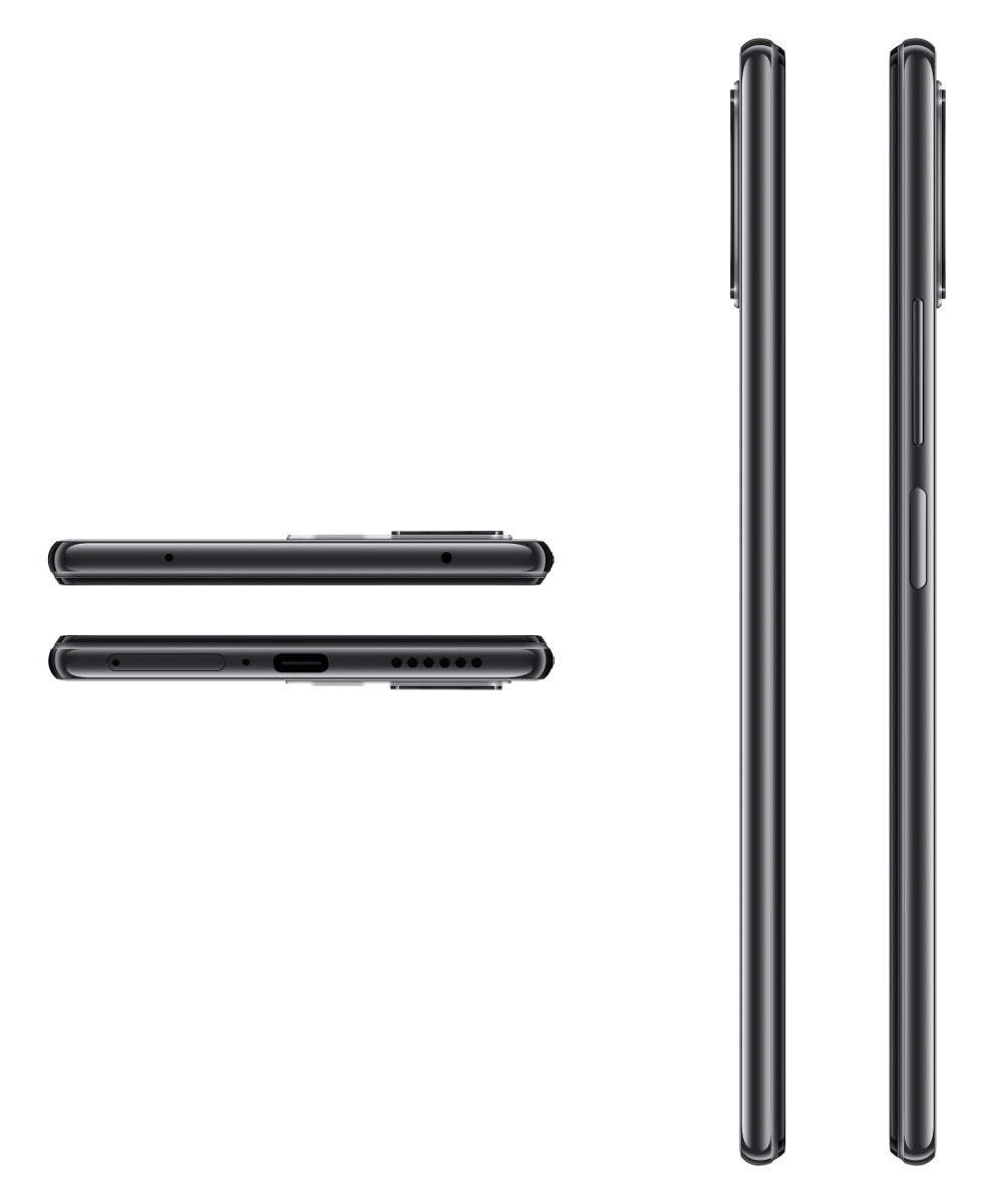 Wytrzymały telefon z pomarańczowymi akcentami, pokazujący ekran z obrazem wulkanu i fizycznymi przyciskami.