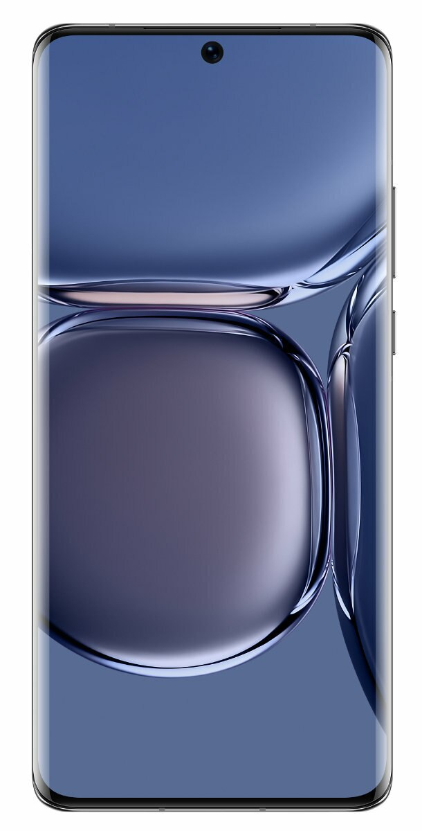 Smartfon z zakrzywionym ekranem. Wyświetlacz pokazuje abstrakcyjne kształty.