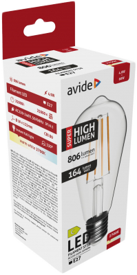 AVIDE LED Filament ST58 izzó, Super High Lumen 4.9W, E27, 806lm, WW 2700K (ABLFST58WW-4.9W-SHL)