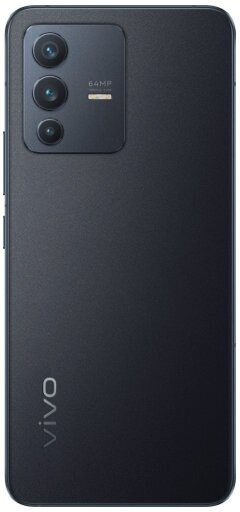 Czarny tył telefonu z potrójnym aparatem.