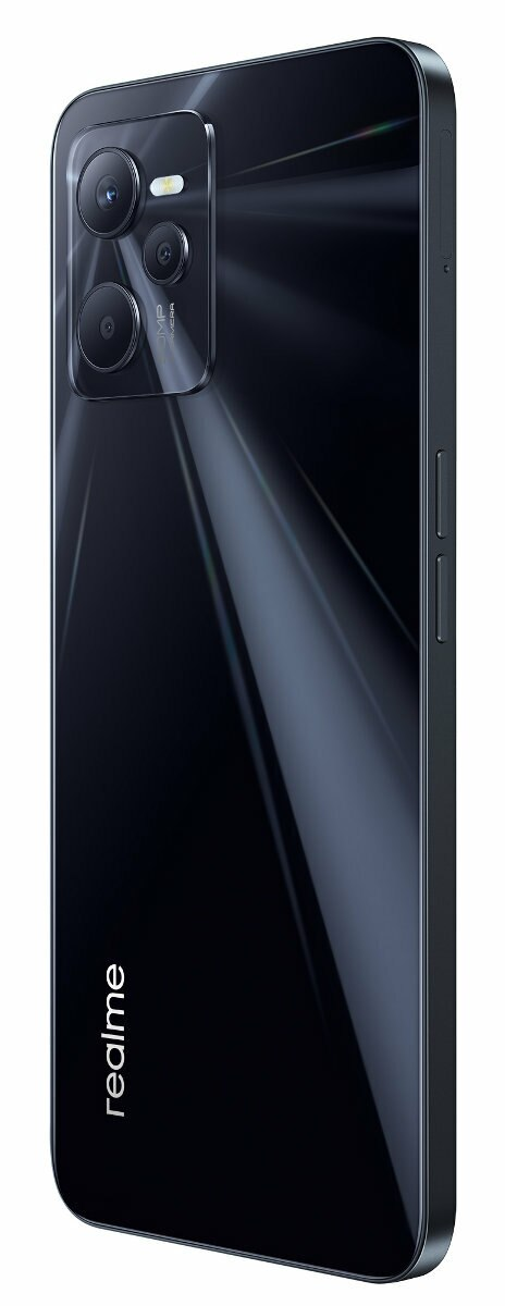 Czarny tył telefonu z trzema aparatami.
