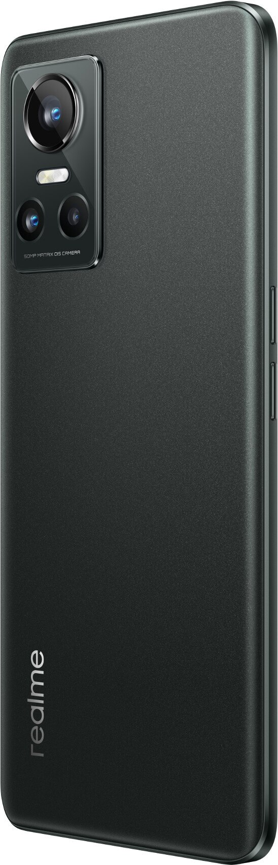 Czarny smartfon, widok z tyłu, z modułem aparatu i nadrukowaną nazwą marki.