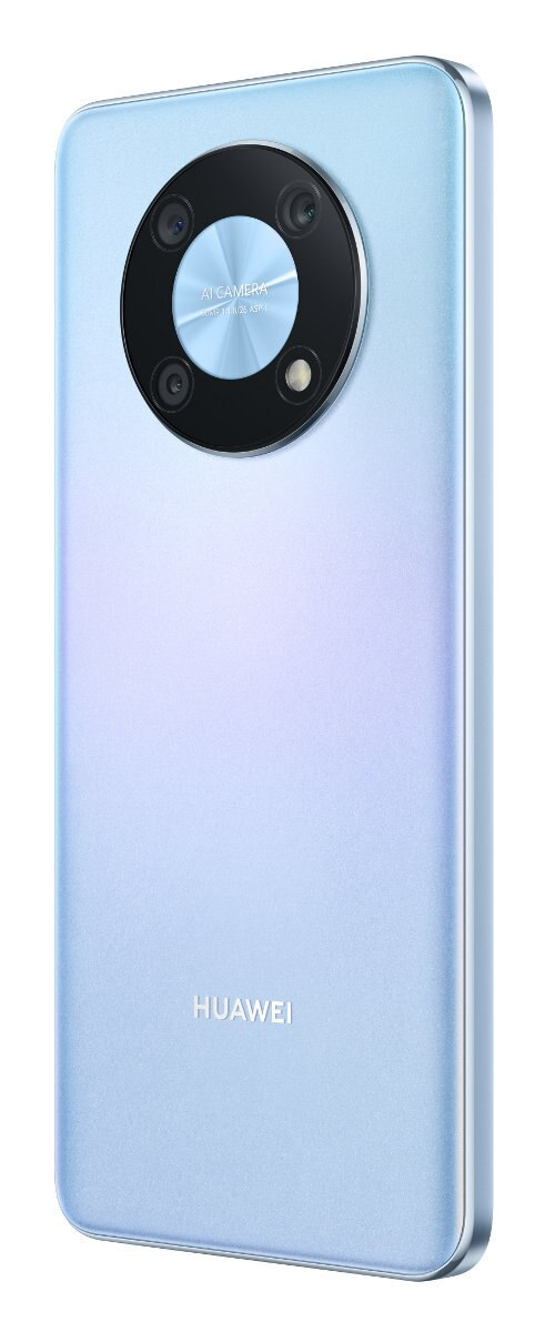 Widok z tyłu smartfona z okrągłym zestawem aparatów i logo Huawei.