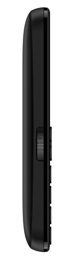 Czarny widok z boku smartfona. Widoczny przycisk zasilania i regulacji głośności. Elegancki, ciemny design.