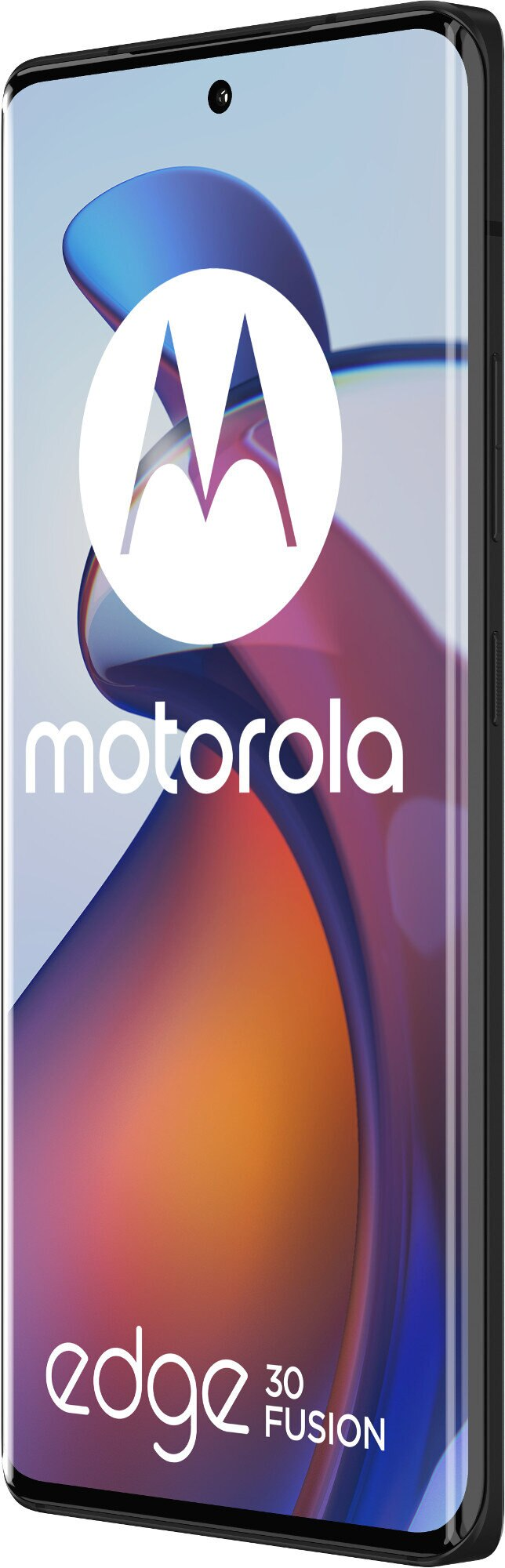 Pochyły widok telefonu Motorola z logo marki na ekranie.