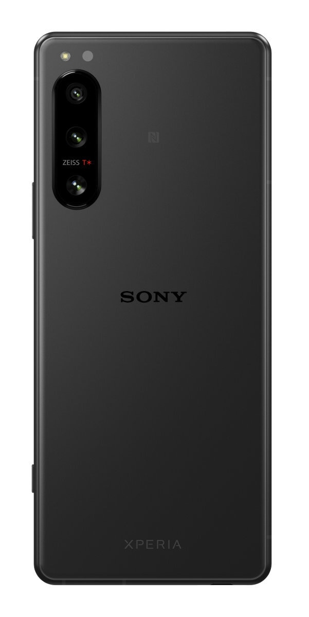 Czarny smartfon z potrójnym aparatem tylnym. Widoczne są nazwy Sony i Xperia.
