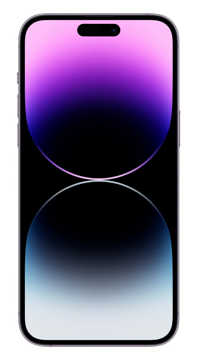 Widok z przodu smartfona. Wyświetlacz pokazuje kolorowy, abstrakcyjny gradient.