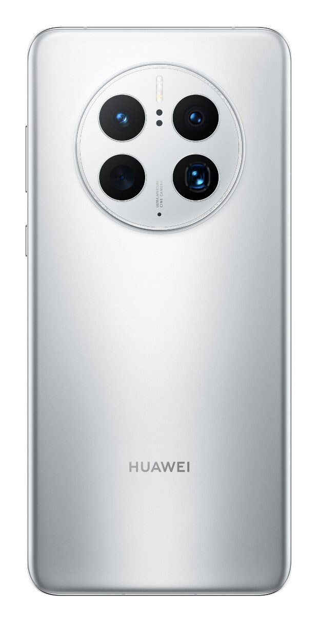 Biały tył smartfona z dużym okrągłym modułem kamery i tekstem 'HUAWEI'.