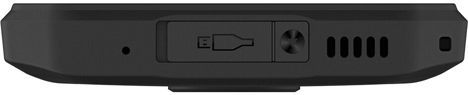 Czarny smartfon z portem USB-C, otworami głośnika i portem mikrofonu. Widok z bliska.