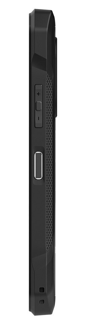 Profil boczny etui na telefon z przyciskami i teksturowanym wzorem.