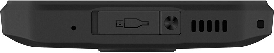 Spód smartfona z portem USB-C, głośnikiem i mikrofonem. Czarny i ciemnoszary design.