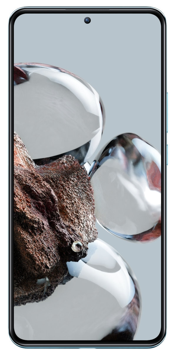 Smartfon z ekranem przedstawiającym abstrakcyjne dzieło sztuki.