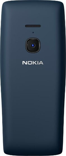Tył niebieskiego telefonu Nokia z aparatem i logo marki.