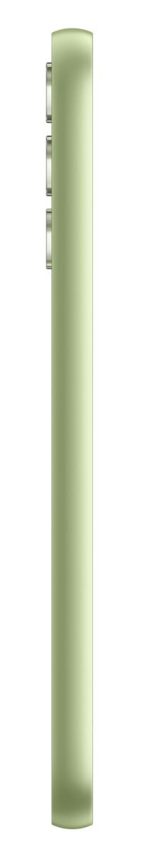 Widok z boku jasnozielonego telefonu z przyciskami głośności i zasilania.