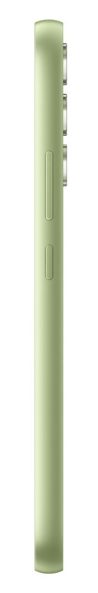 Zielony smartfon z boku z przyciskami głośności i zasilania.