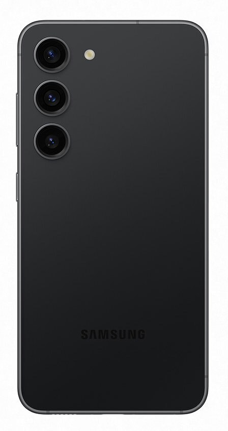 Czarny tył telefonu Samsung z trzema aparatami i logo.