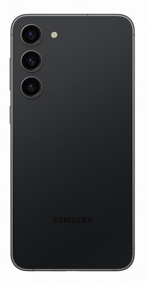 Czarny tył telefonu Samsung z trzema aparatami.