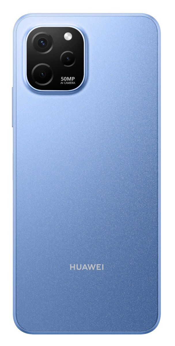 Niebieski tył telefonu z aparatem. U dołu napis 'HUAWEI'.