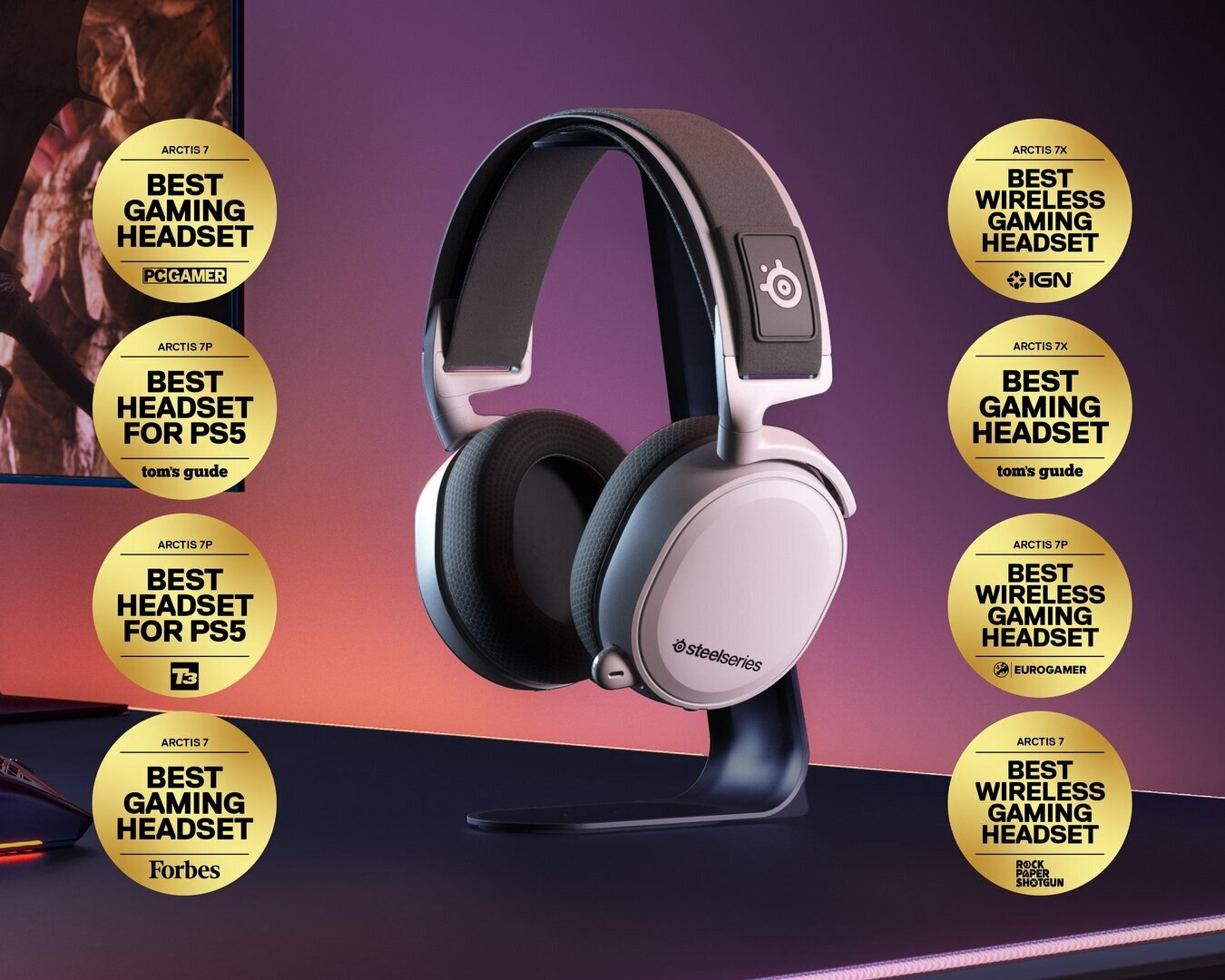 Słuchawki STEELSERIES Arctis 7+ Biały