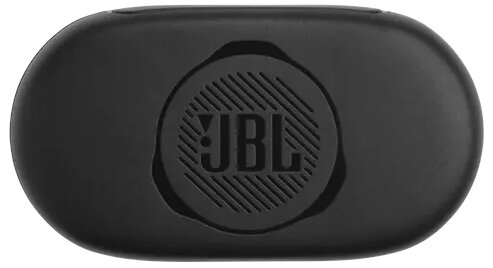 Czarny głośnik JBL, owalny kształt, z logo JBL na środku.