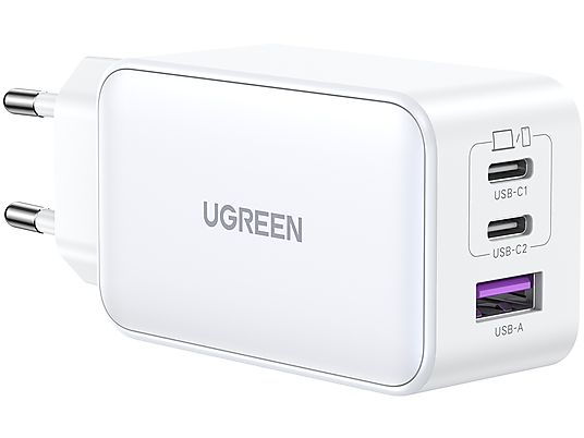 UGREEN USB A/C 15334 Nexode Dual 65W - Caricabatterie da parete GaN a 4 porte (Bianco)