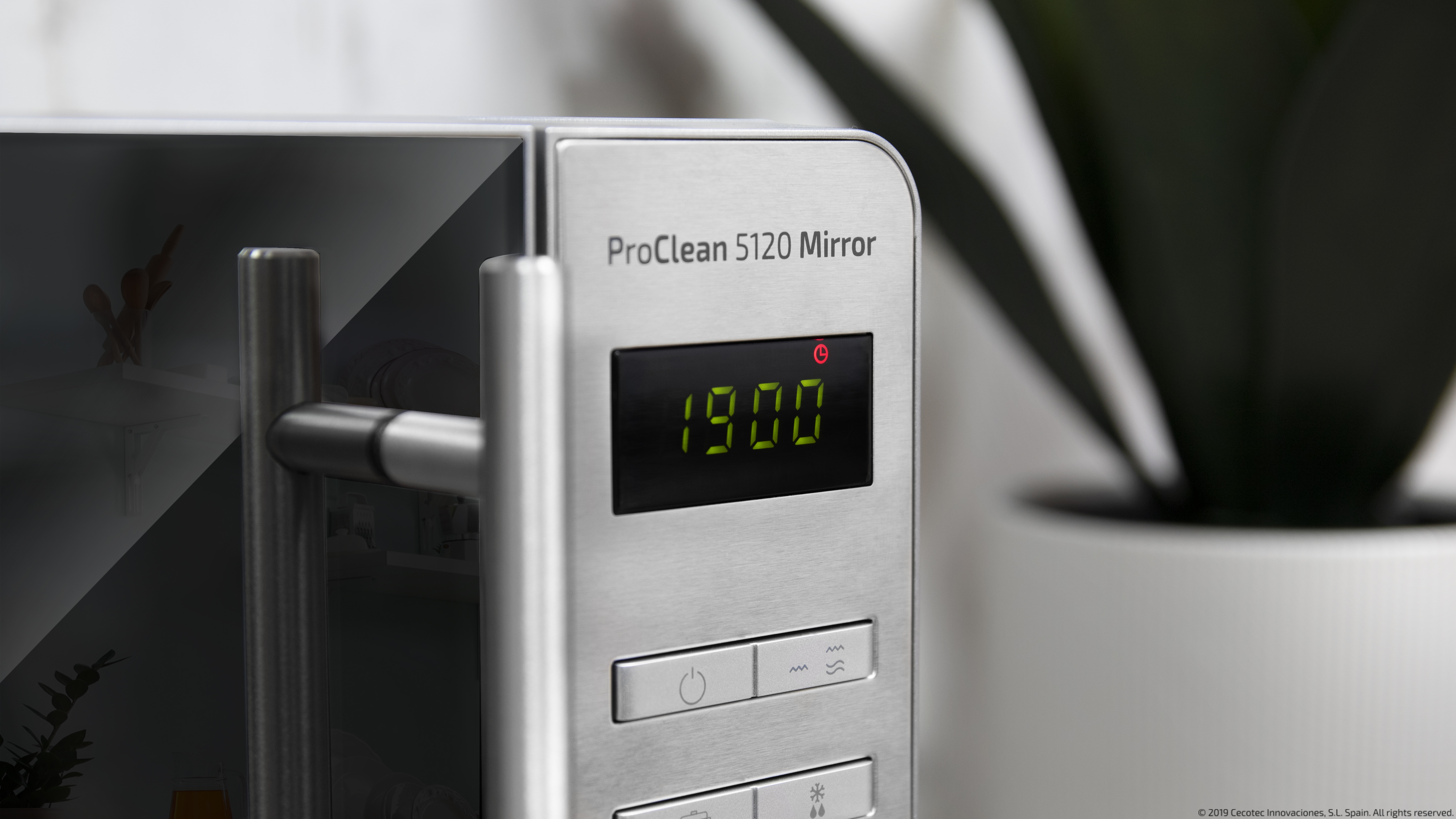 Cecotec Magnetron met 20 l, Proclean 5120 flatbed. Roestvrij staal, vermogen 700 W en grill met 800 W, 8 programma's, LED-display, spiegeldoorontwerp, keramiek, timer 30 minuten, 3Dwave-technologie
