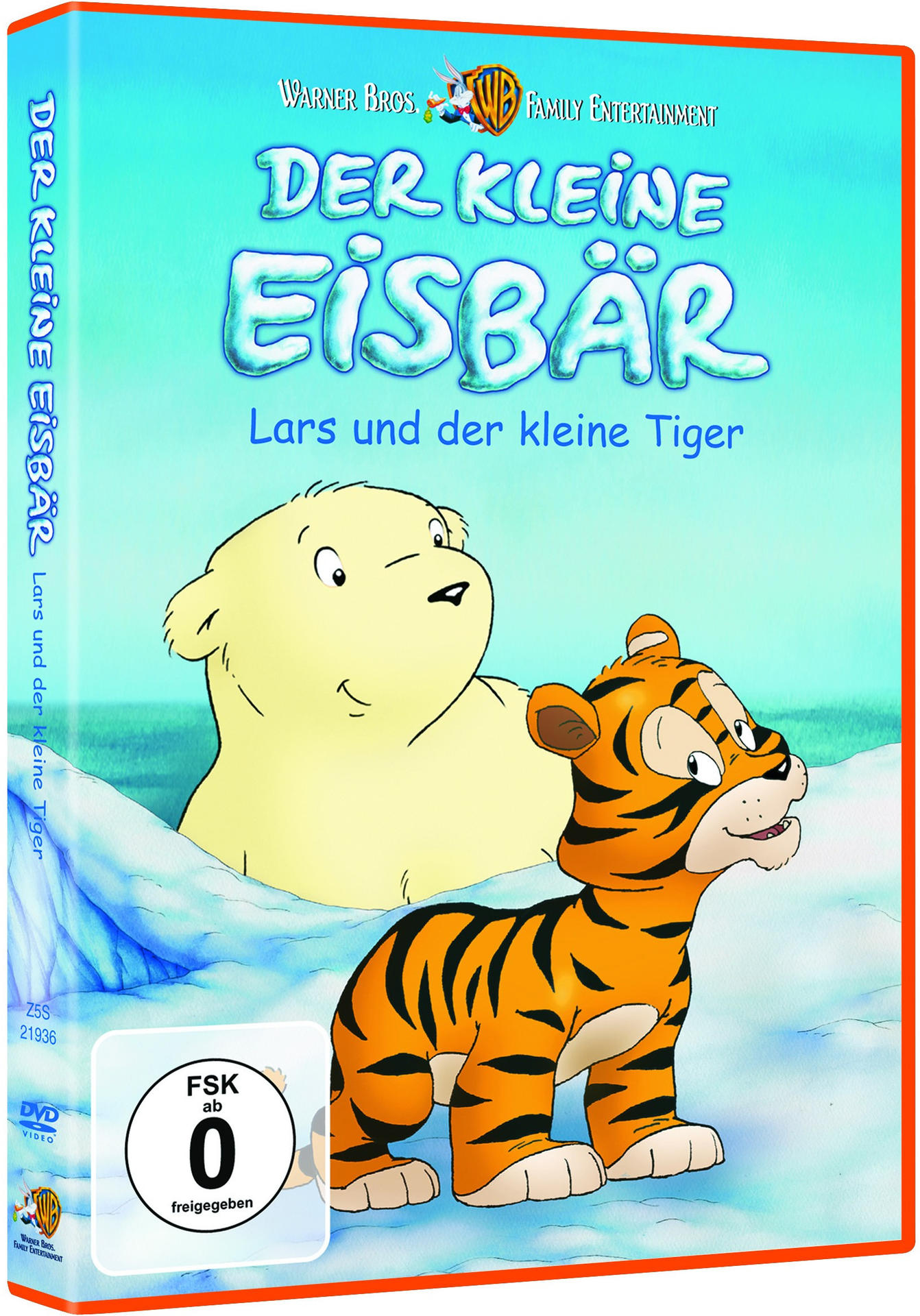 DVD-Cover, Animation 'Der kleine Eisbär' mit Eisbär und Tiger auf blauem Hintergrund.