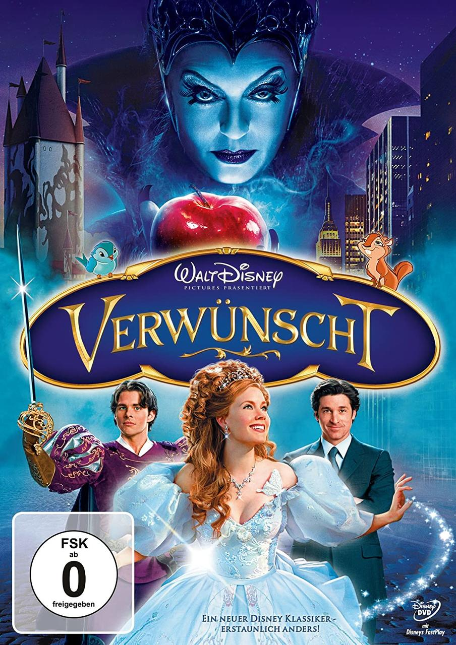 Filmplakat: Disneys 'Verwünscht', Charaktere und Titel.