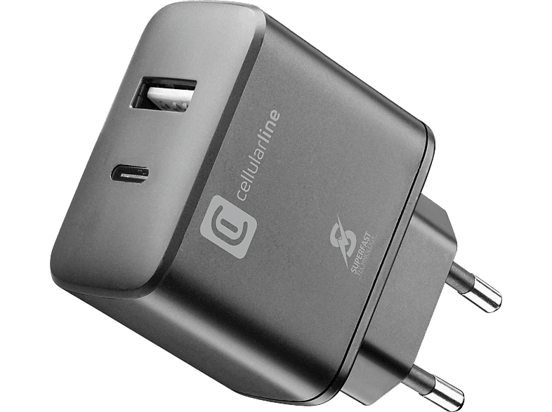 CELLULARLINE Samsung 25W Dual Port Super Fast Şarj Adaptörü Siyah