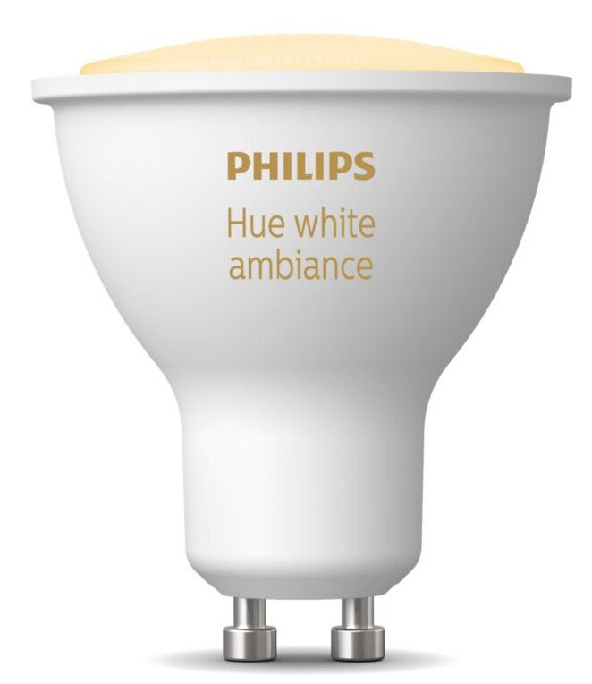 Biała inteligentna żarówka Philips Hue z tekstem.