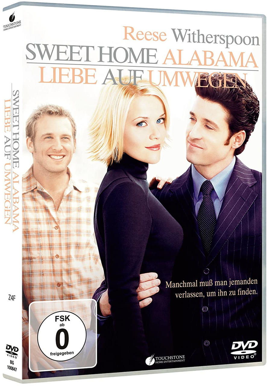 DVD-Cover von Sweet Home Alabama mit Reese Witherspoon und Patrick Dempsey.