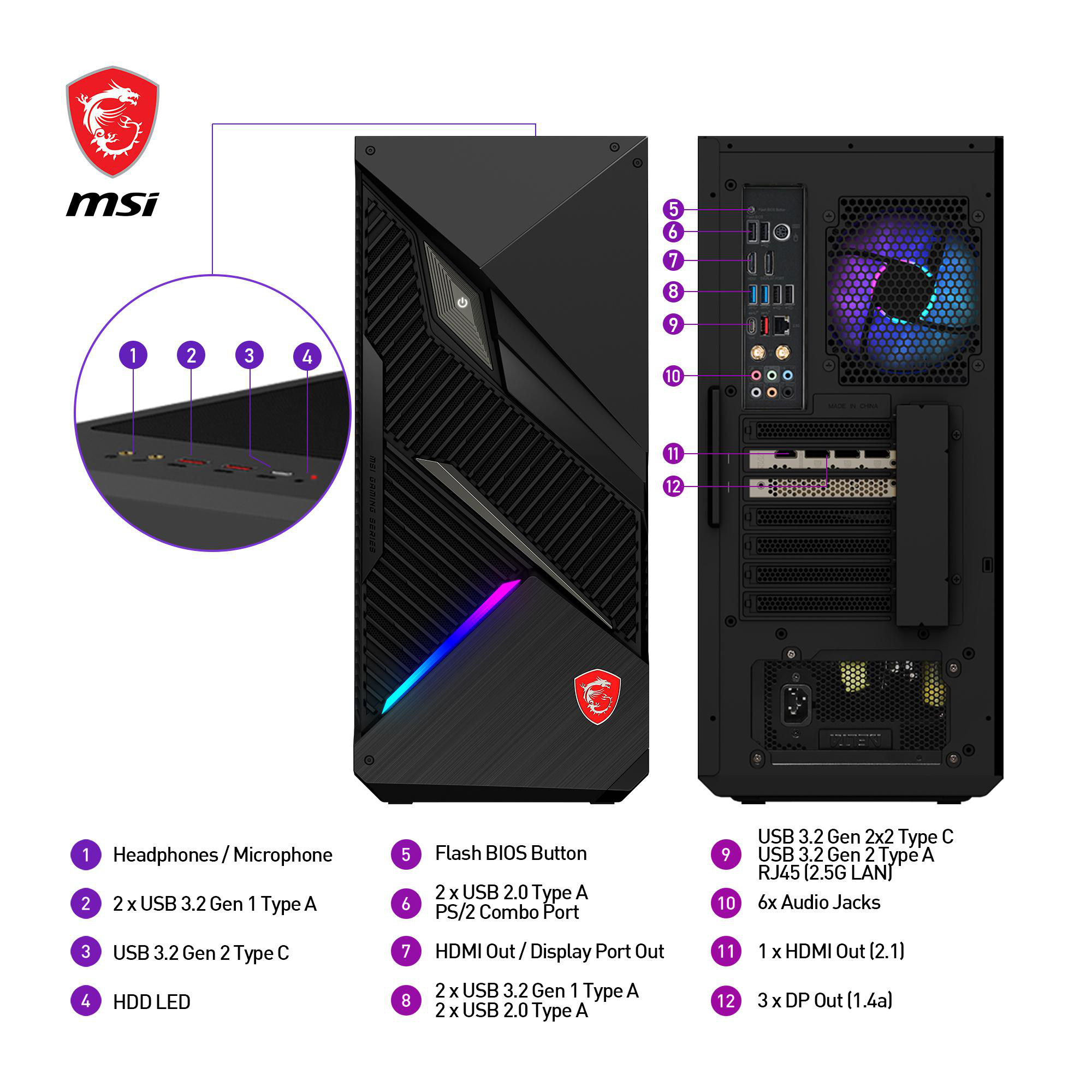 MSI 13FNUF-057DE, Windows, Desktop Prozessor, GeForce 1 TB GB RAM, Ti mit 32 Gaming Intel® NVIDIA, 4070 SSD, RTX™ i7-13700KF
