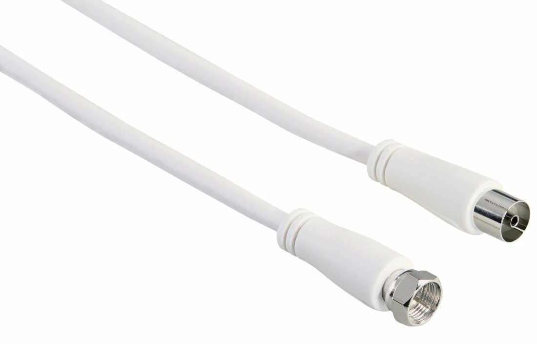 Kabel antenowy HAMA 90dB wtyk F 1.5m Biały