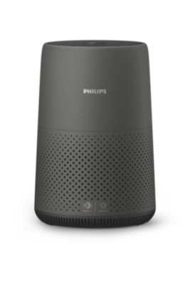 Enceinte intelligente Philips gris foncé, forme cylindrique. Logo Philips en façade.