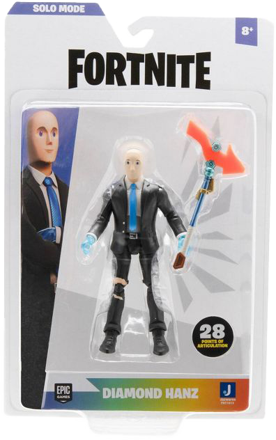 Fortnite akciófigura, Diamond Hanz, csomagolásban.
