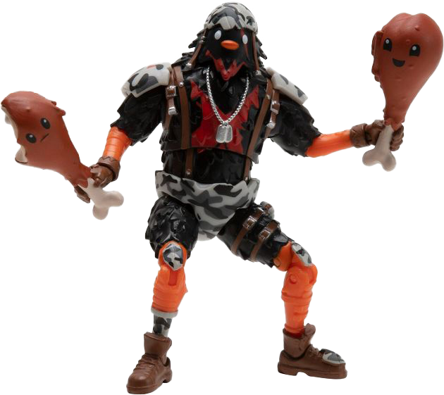 Fortnite karakter csirke lábakkal. Pulyka lábakat tart.