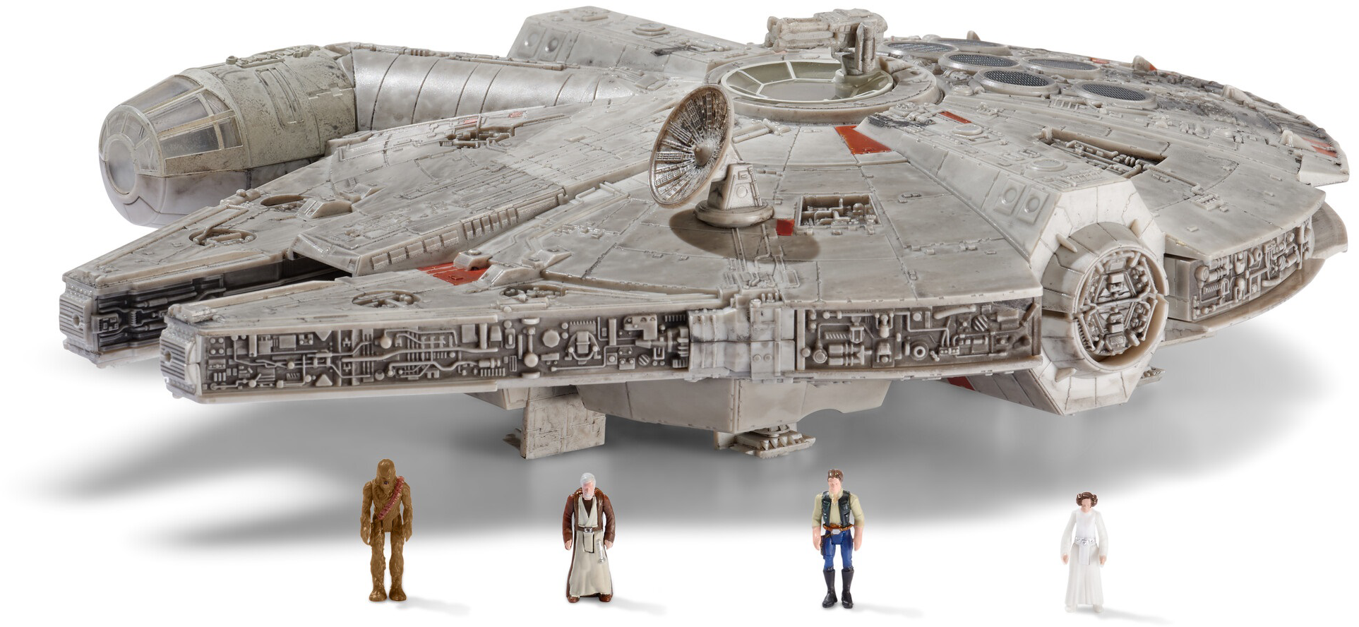 Star Wars Millennium Falcon modell Han Solo, Leia és mások figuráival.