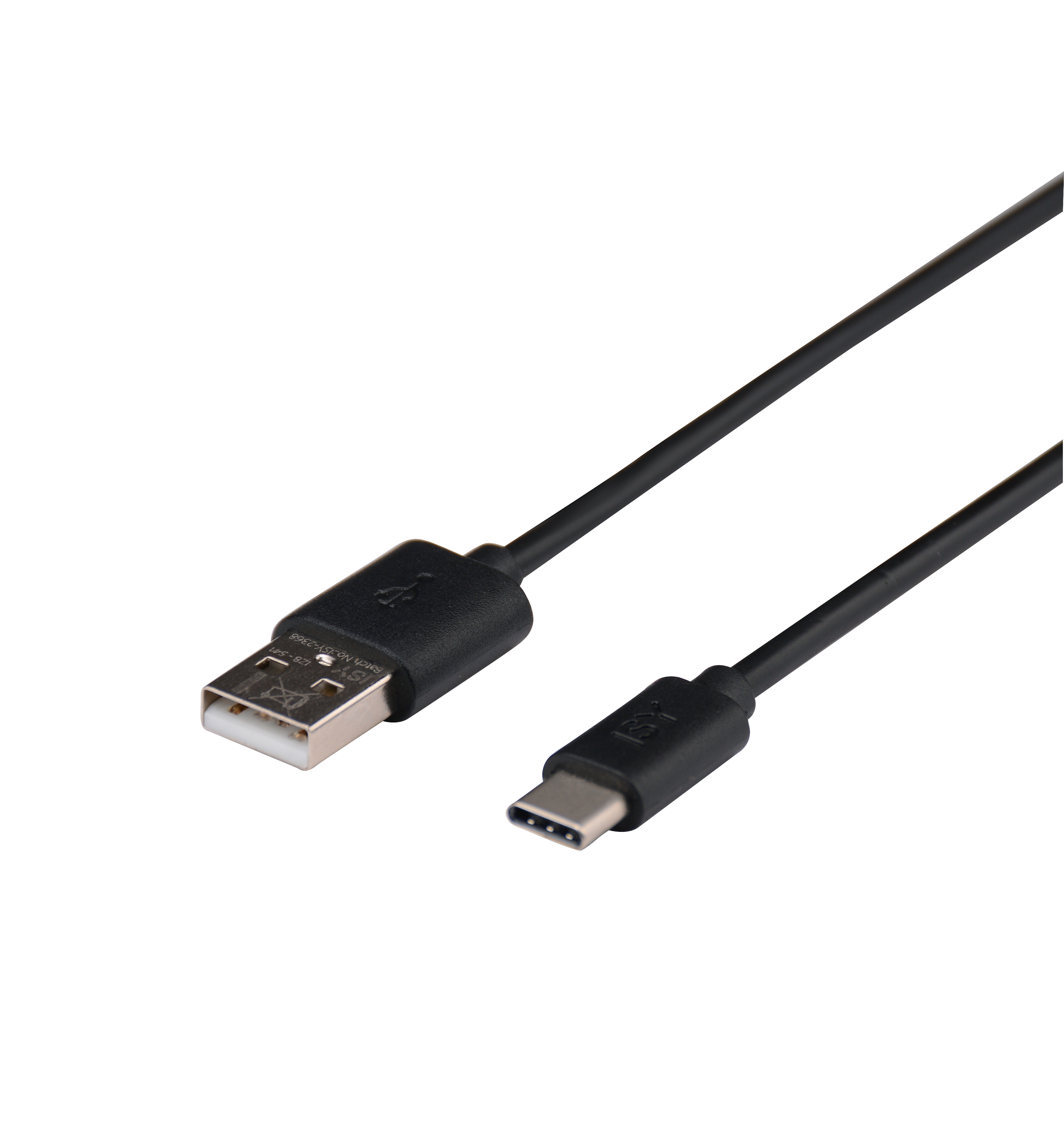 Ein schwarzes USB-C-Ladekabel mit USB-A-Anschluss.