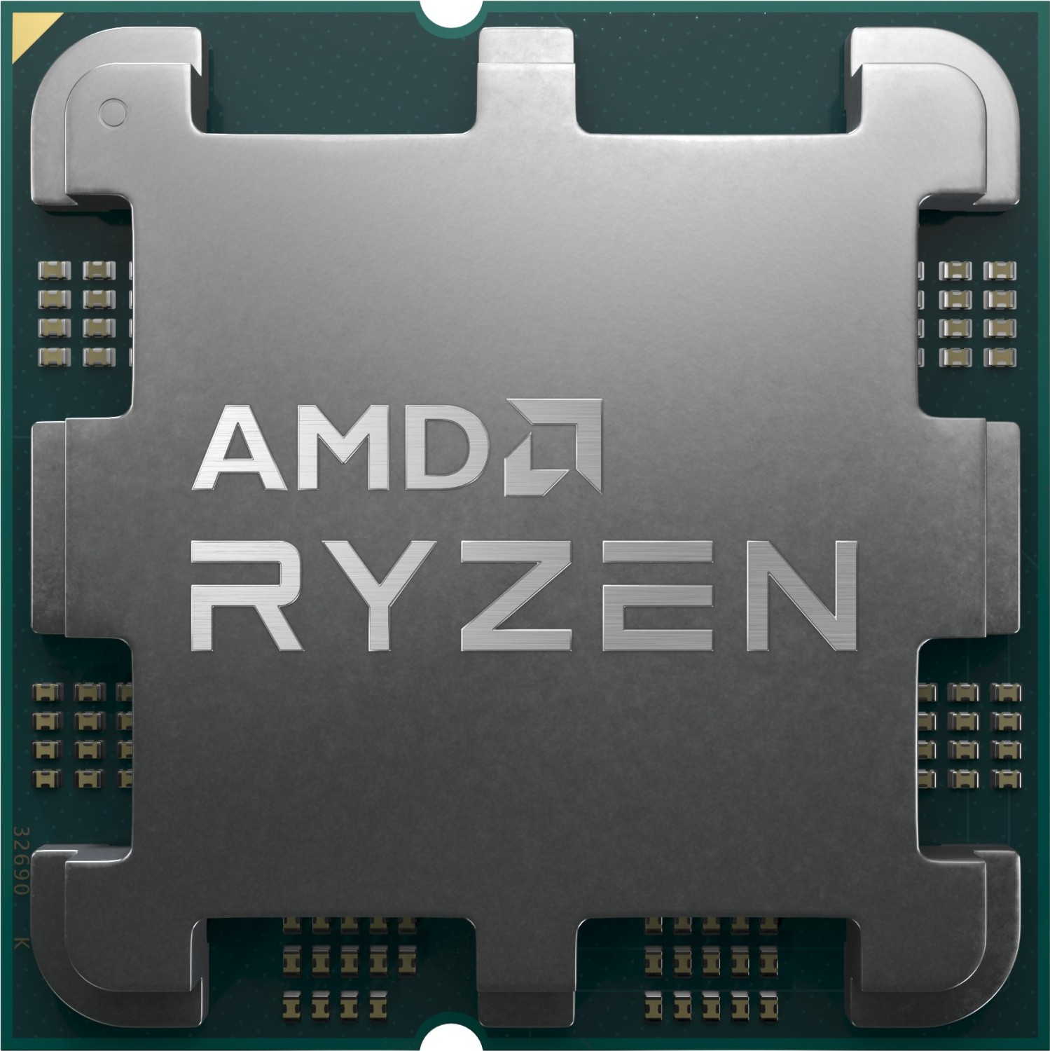 Nahaufnahme einer CPU mit dem AMD Ryzen Logo darauf.