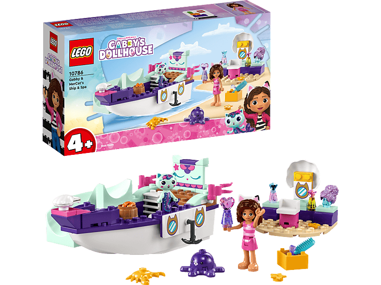 LEGO Gabby\'s Dollhouse 10786 Meerkätzchens Schiff und Spa Bausatz, Mehrfarbig