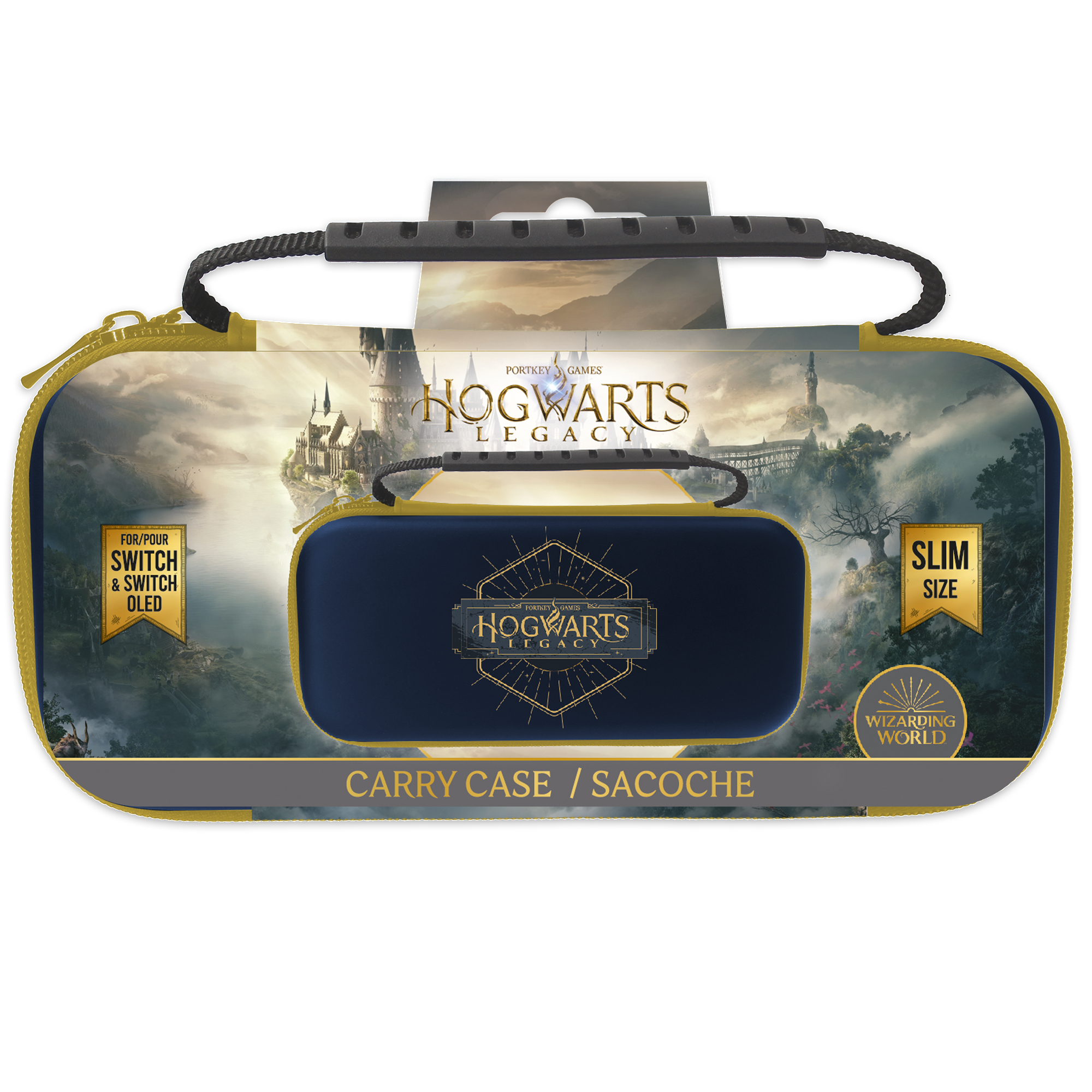 Hogwarts Legacy Tragetasche. Es ist eine schlanke Tasche für Switch und Switch OLED.