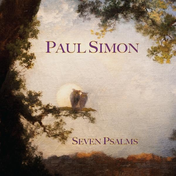 Album borító Paul Simonnal, baglyok az ágon és szöveg.