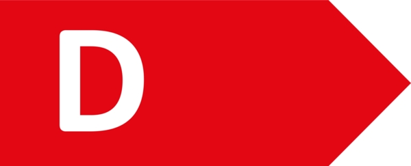 Rotes Energieeffizienzlabel mit dem Buchstaben D.