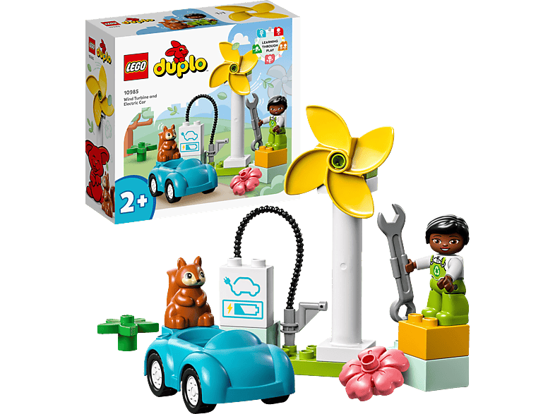 LEGO DUPLO Town 10985 Windrad und Elektroauto Bausatz, Mehrfarbig