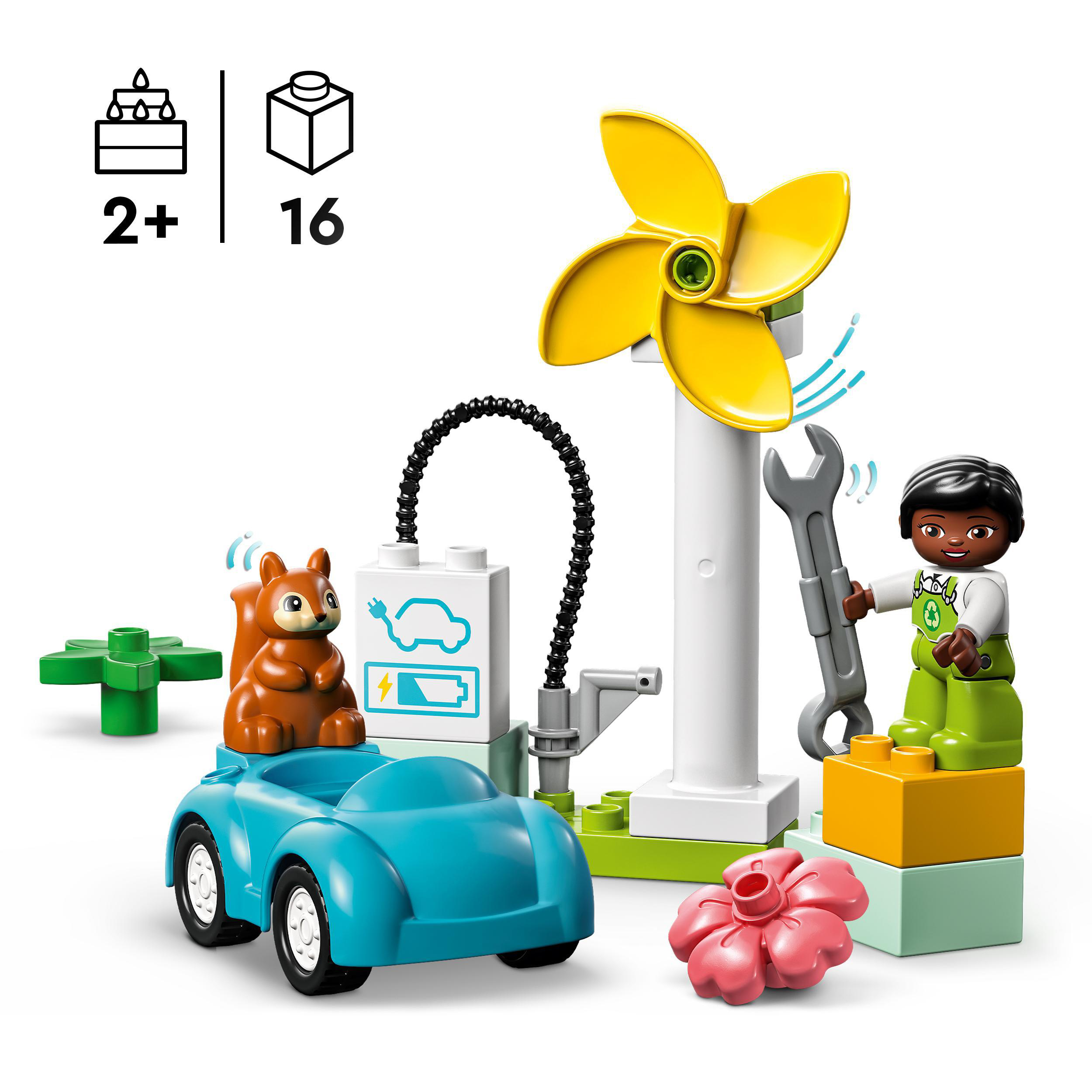 Windrad und Mehrfarbig Elektroauto LEGO 10985 Bausatz, Town DUPLO
