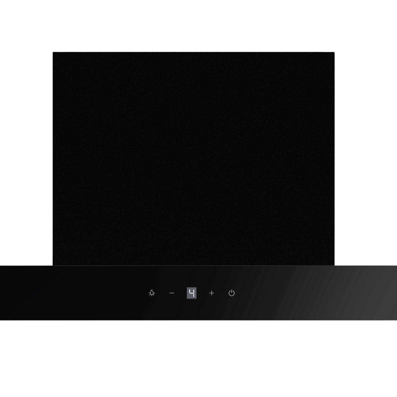 Black cooktop with touch controls. The surface is glossy and reflects the surrounding light.