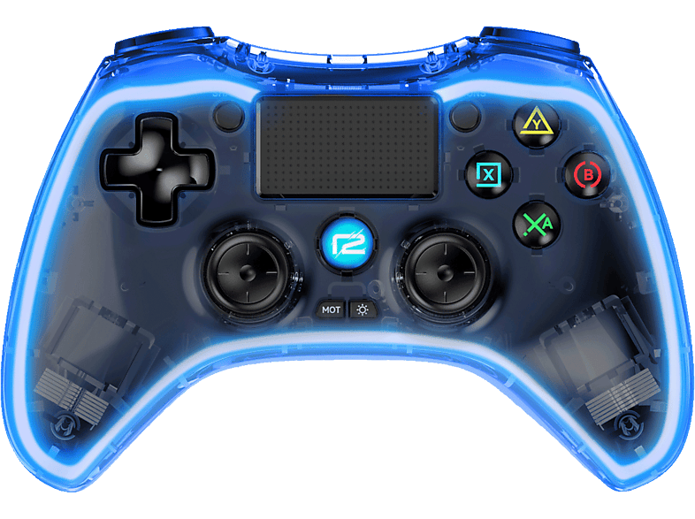 R2 READY2GAMING PS4 Pro Pad X Led Edition - Controller (Transparent/Blau)