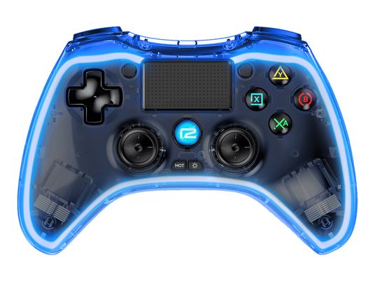 R2 PS4 Pro Pad X Led Edition - Controller (Transparent/Blau)