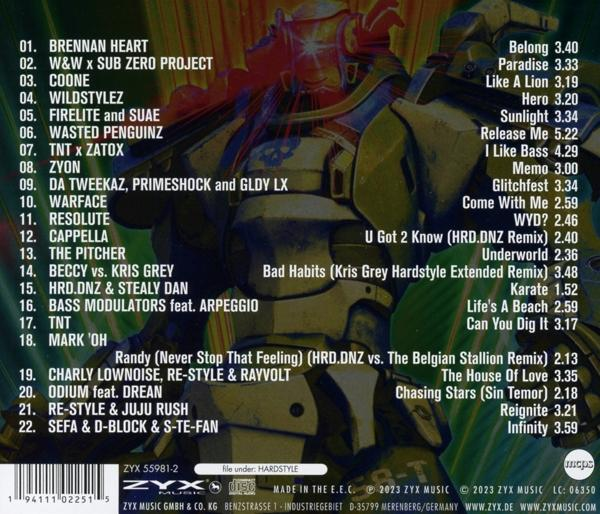 Rückseite eines Musikalbums mit Titelliste.