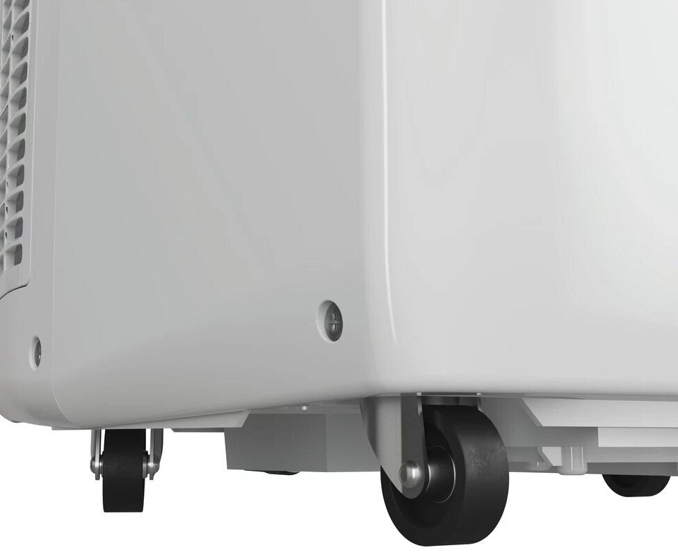 Zbliżenie kół białego urządzenia.